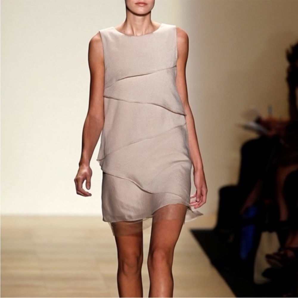 BCBGMaxAzria Runway Pink Celine Cascading Silk Dress size small